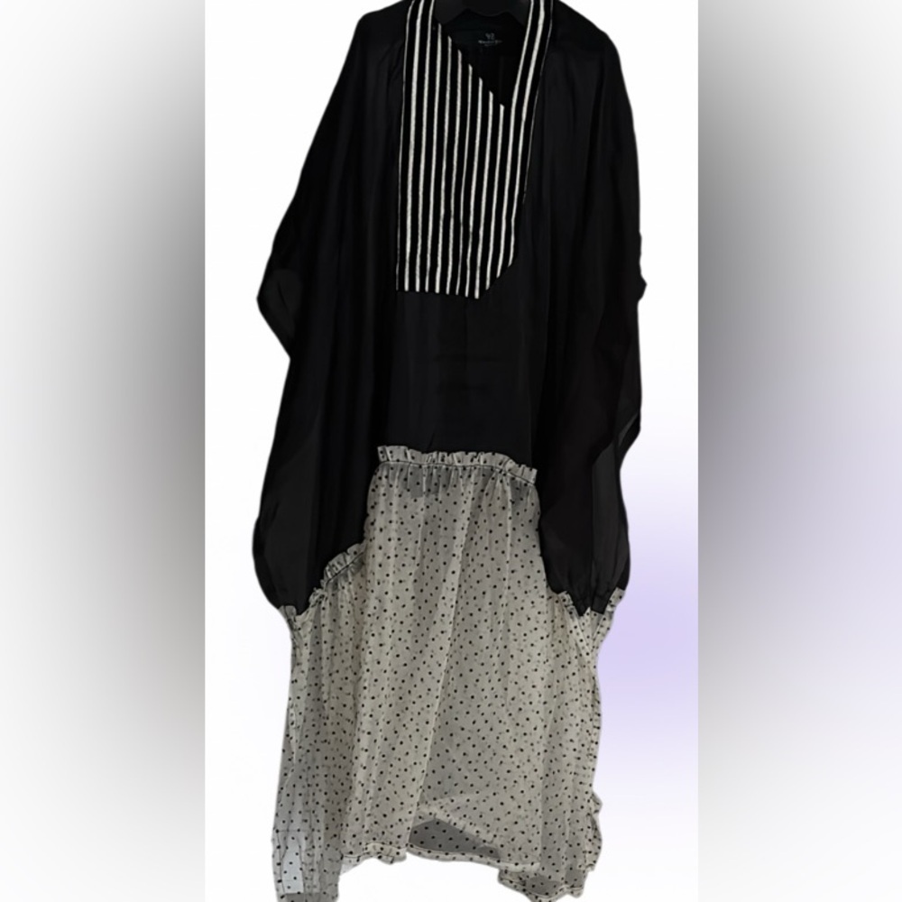 Luxury Agbada Silk Sheer Polka Dot Kaftan Maxi Dress